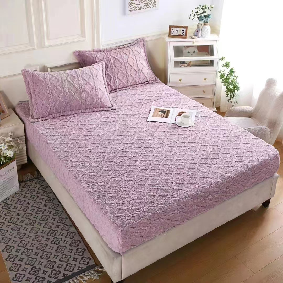 3Pc Jacquard Sherpa Fleece Fitted Cover Set – 6×6