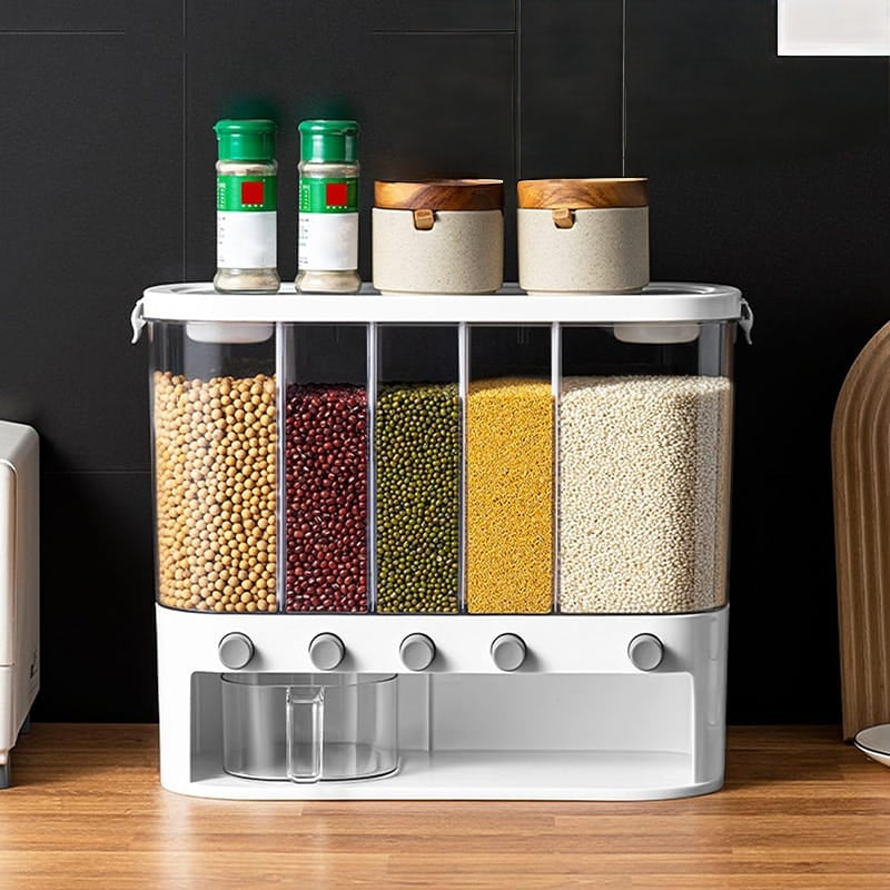 Acrylic Partitioned Rice & Cereal Dispenser