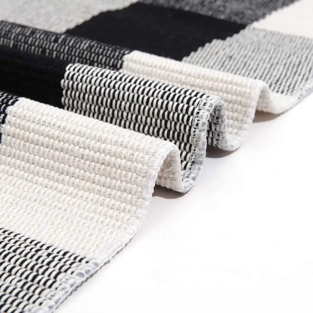Monochrome Woven Checkered Rug