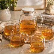 5 Piece glass teapot and cup set for elegant tea serving and home use