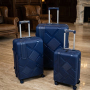 3 piece size 28 suitcase set made from Unicross rubber PP with double anti theft zipper design for travel and luggage storage.