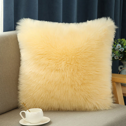 Fluffy Imitation Wool Plush Cushion Pillow Cover Washable Sofa Cushion
