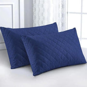 Pair of waterproof pillow protectors measuring 50 × 80 cm, available in grey, beige, purple, white, navy blue, and sky blue.