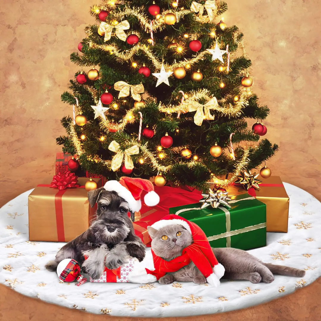 Beaded Snowflakes White Christmas Tree Skirt