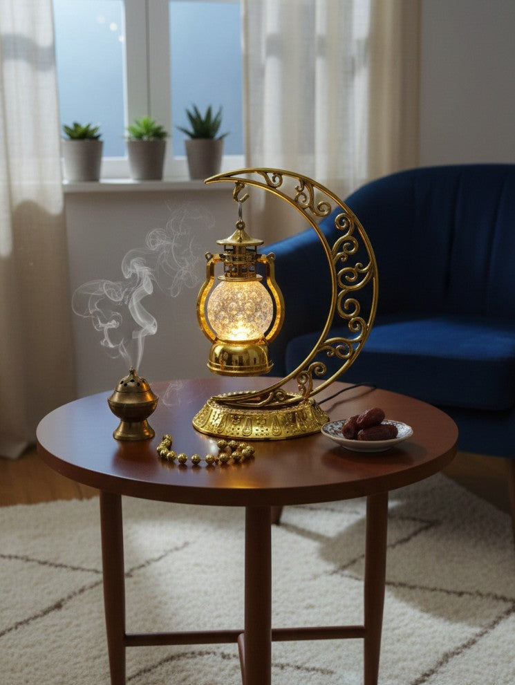Turkish Mosaic Moon Lamp with Holder