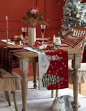 Christmas Snowman Gnome Linen Table Runner