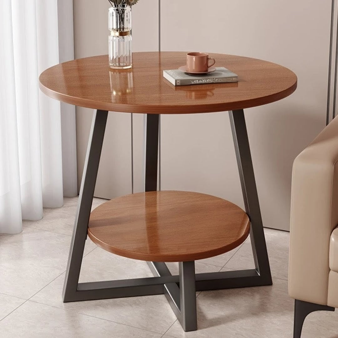 2-Layer Round Metal Frame Table
