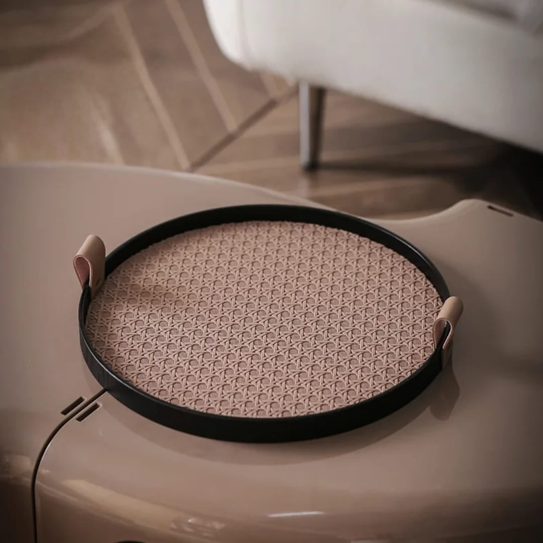 Single metallic tray for dressing table cosmetic and perfume storage