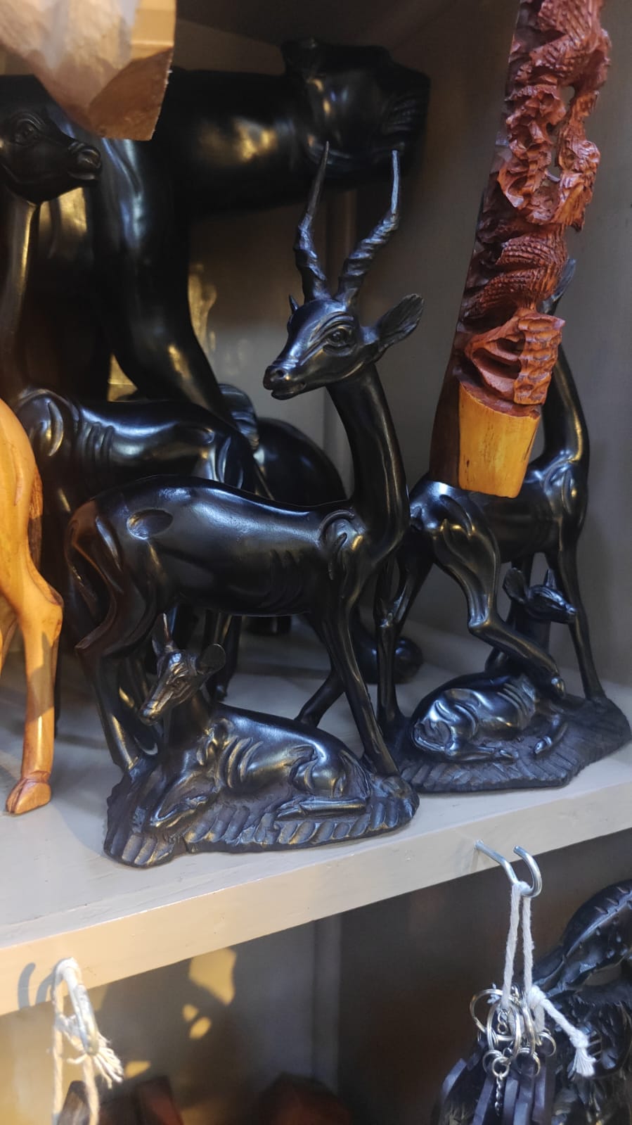 2 in 1 Deer Ebony Wood Sculpture (27 × 8 cm)