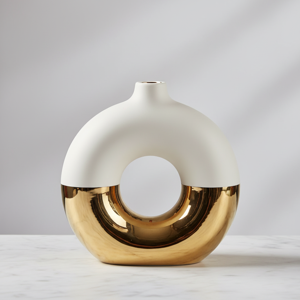 Gold Electroplated Ceramic Flower Vase