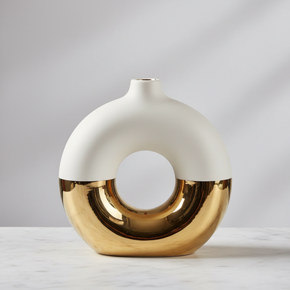 Gold Electroplated Ceramic Flower Vase