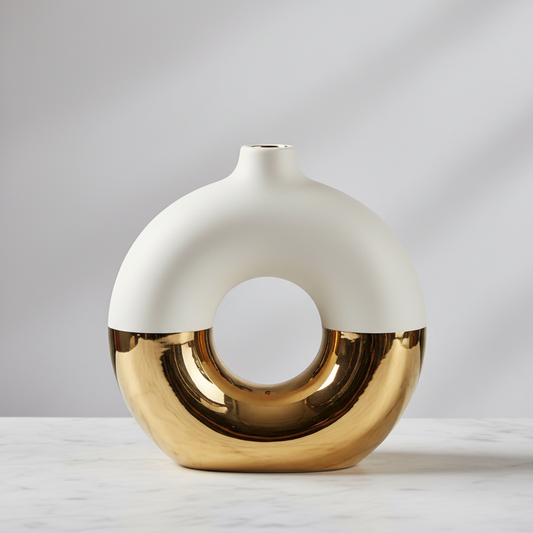 Gold Electroplated Ceramic Flower Vase