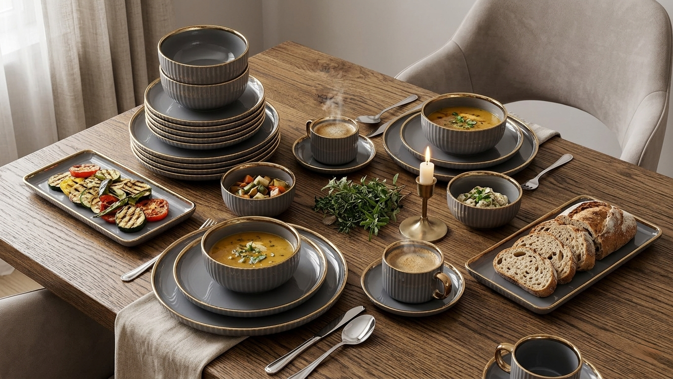 32-Piece European Porcelain Dinner Set