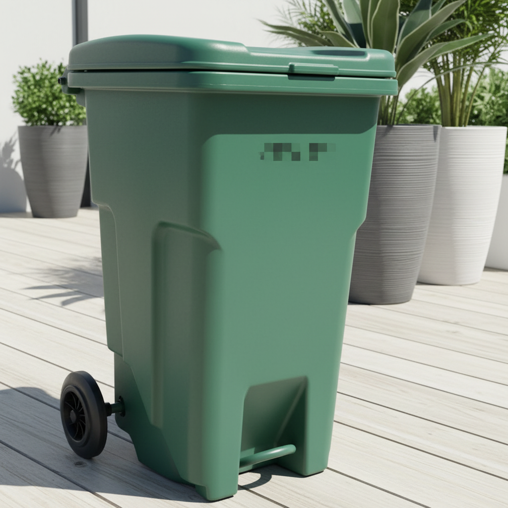 90L Wheeled Trash Bin with Foot Pedal and Handle — Blue, Green, Red, Black, Yellow