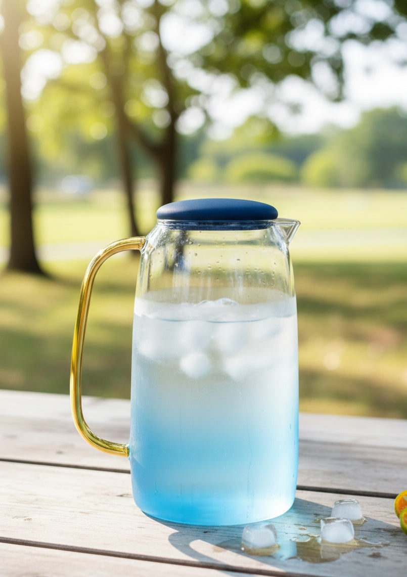 Clear 1.2 litre borosilicate glass kettle pitcher.

