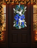 Christmas Staircase Wreath Decorations with LED Lights