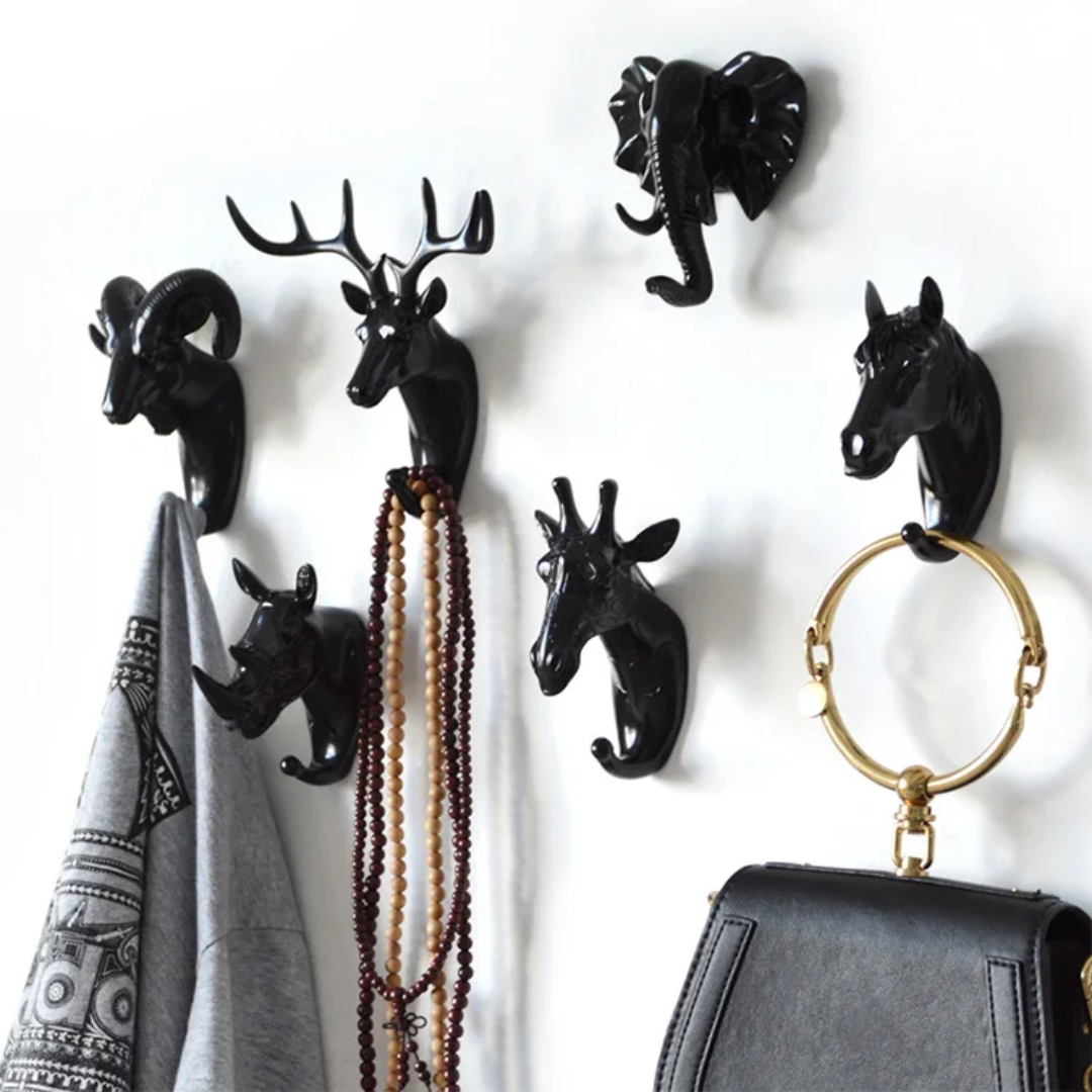 Decorative animal shaped self adhesive wall hook for hanging coats, hats, and accessories