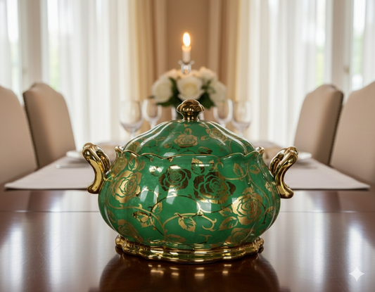 Bone serving bowl 5L in blue and green