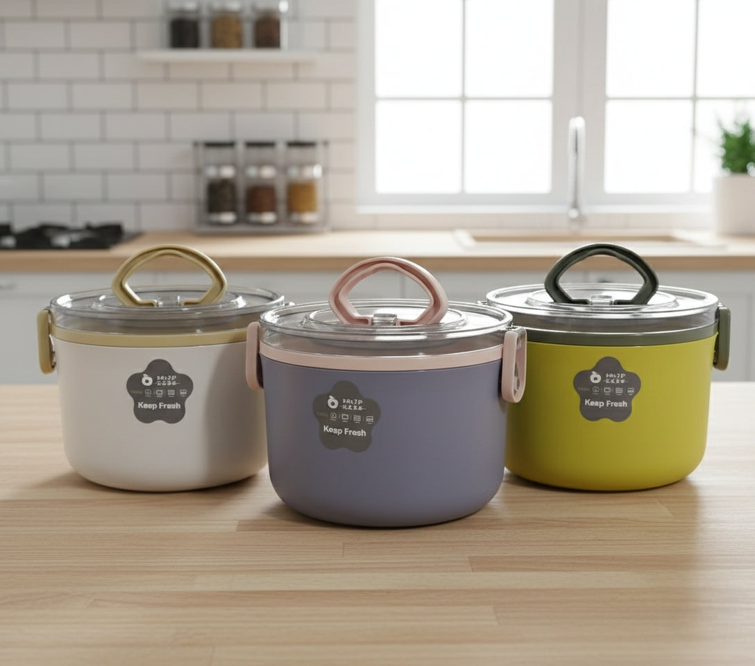 Clear Lid Stainless Steel Round Lunch Box