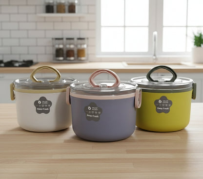 Clear Lid Stainless Steel Round Lunch Box