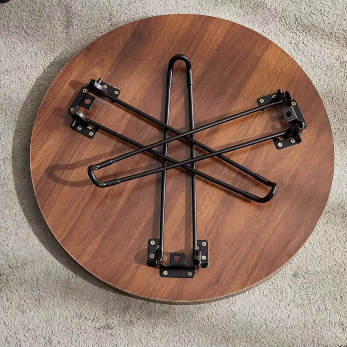 Foldable 2 in 1 Nesting Coffee Table Set Walnut Finish