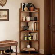 132cm 5 Tier Bamboo Corner Shelf Bookshelf