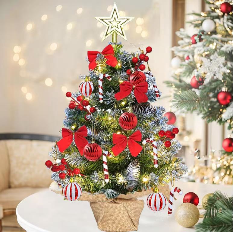 Mini Tabletop Christmas Tree with Decorations and Lights