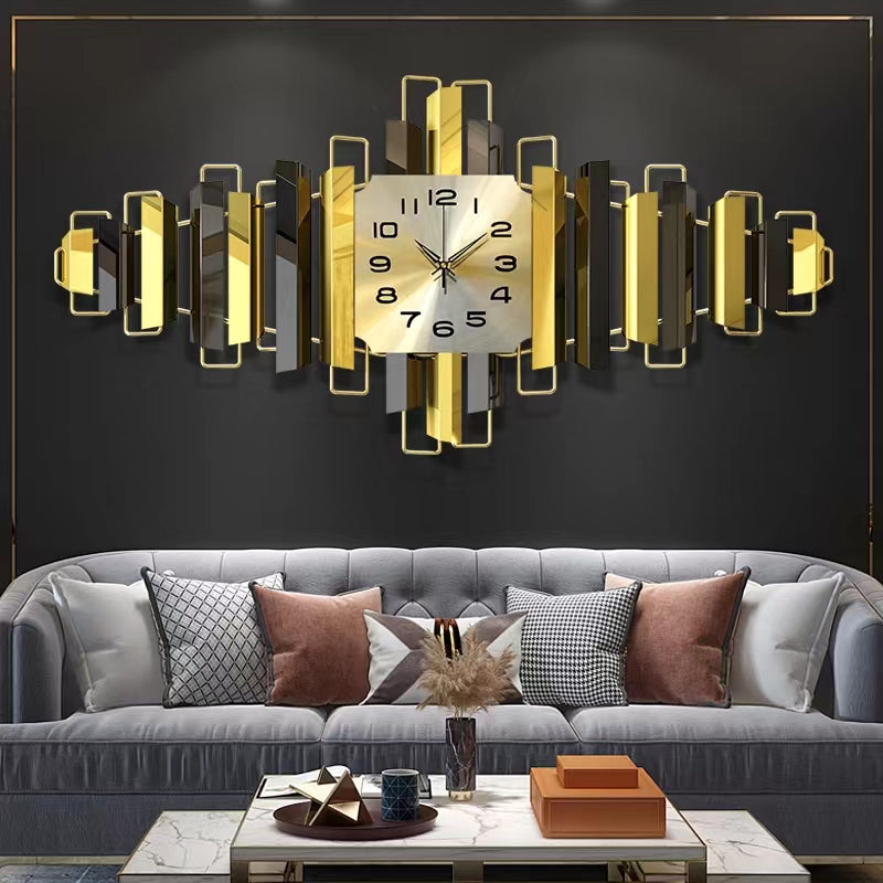 Modern metallic wall clock with minimalist design and silent movement