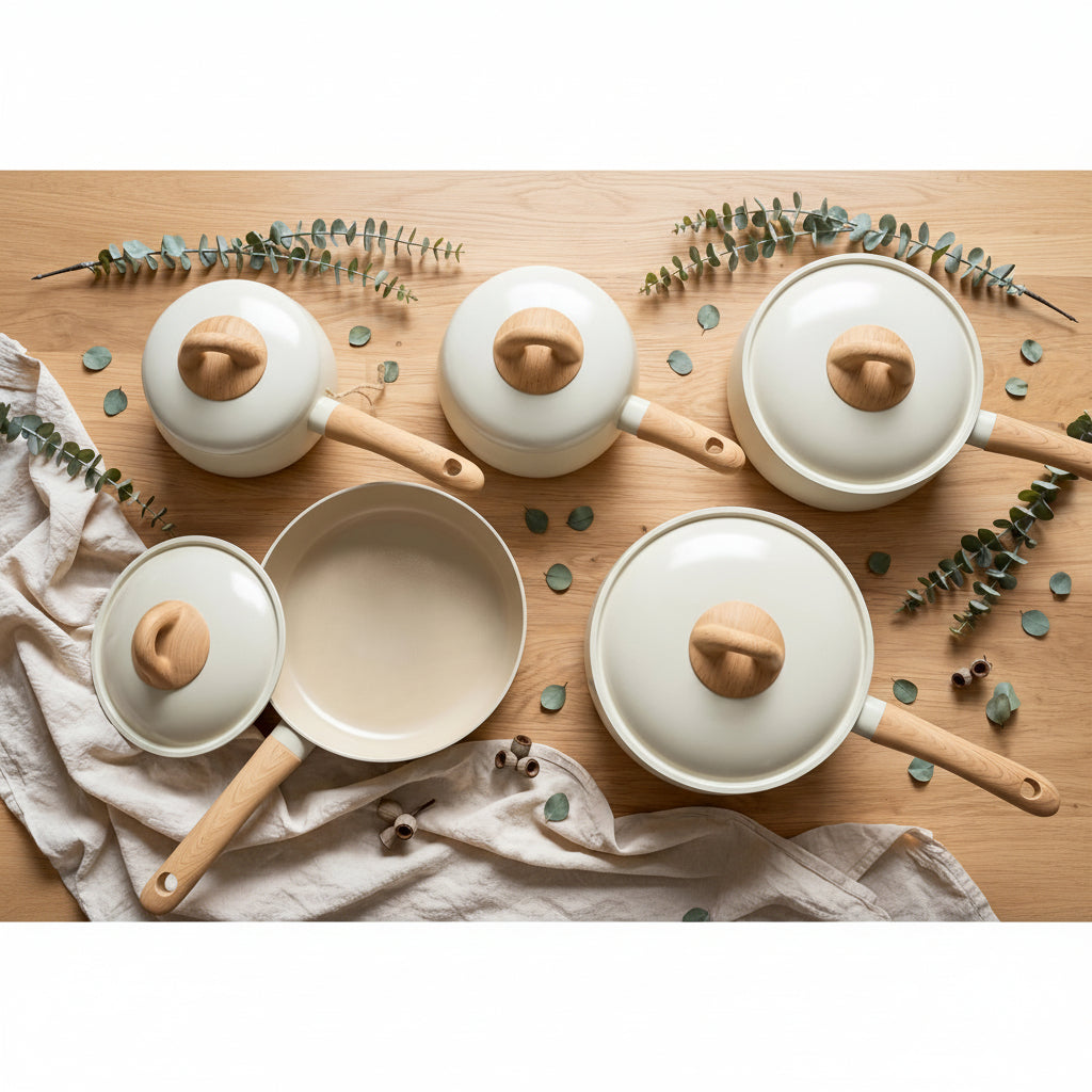 9Pc Non Stick Cookware Set with Ceramic Coating