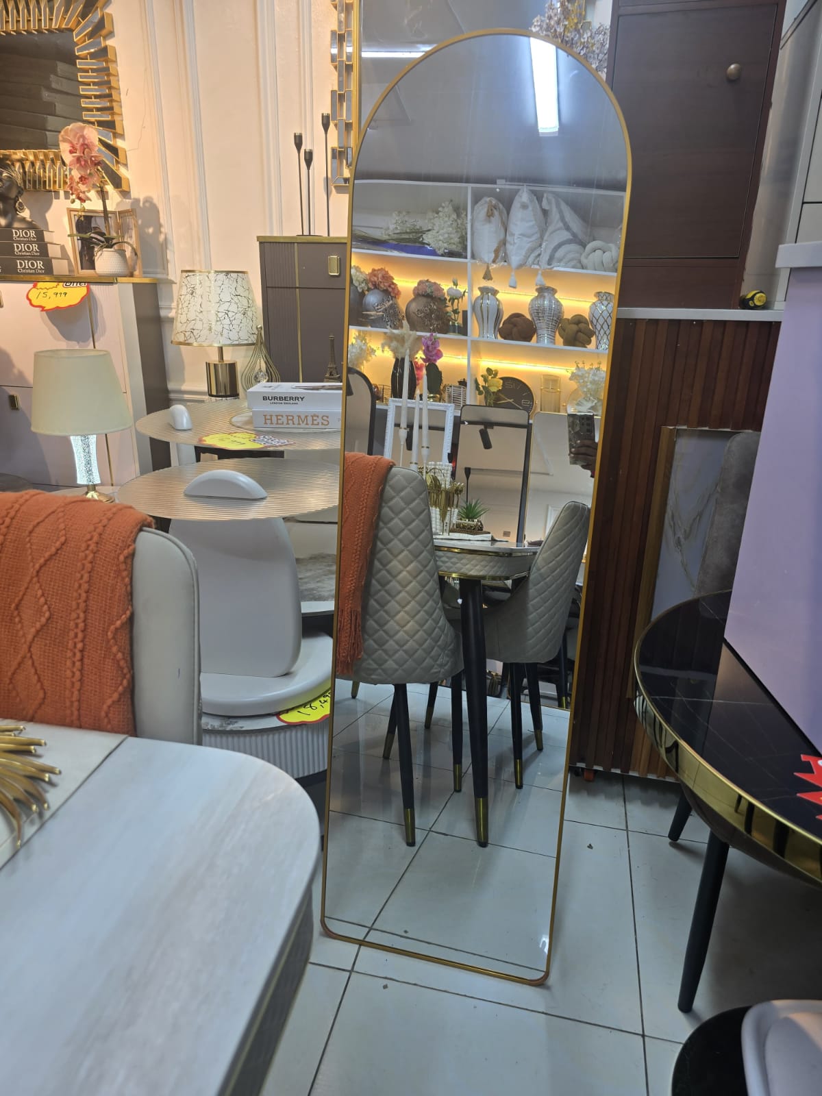 Rectangular Aluminium Dressing Mirror with Support Stand 160×50×7cm