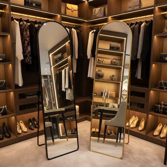 Rectangular Aluminium Dressing Mirror with Support Stand 160×50×7cm