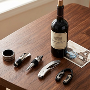 Bottle shaped 5 piece wine opener gift set with corkscrew and wine serving accessories