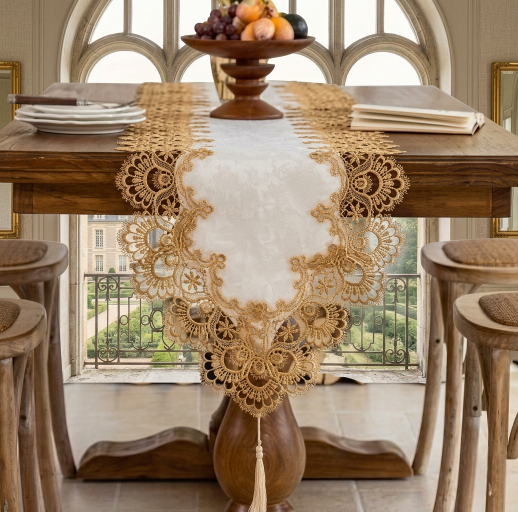 Embroidered Lace Table Runner