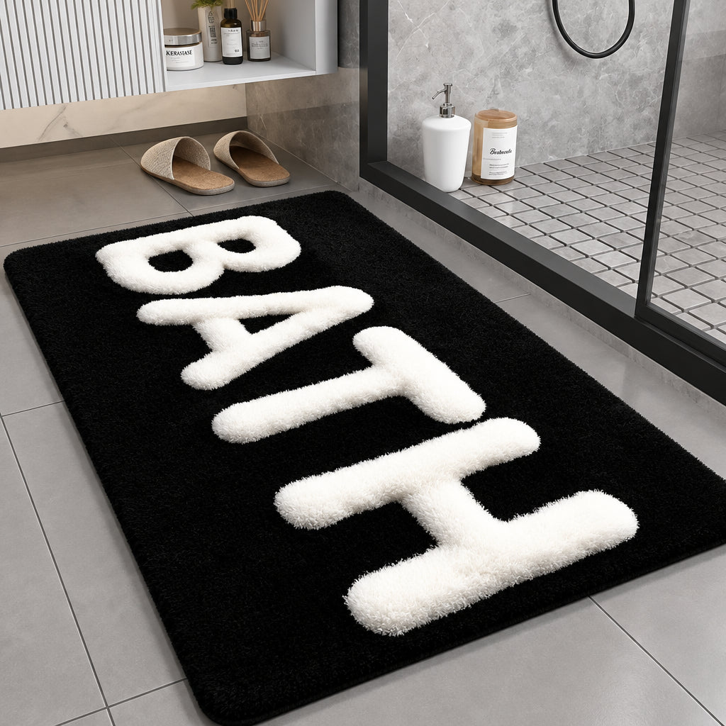 50 × 80cm Black Absorbent Diatom Bathroom Mat with Rubber Bottom