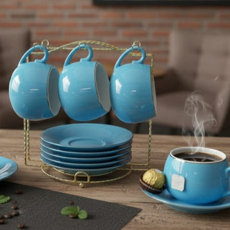 13 Piece Tea / Coffee Set –With A Golden Stand