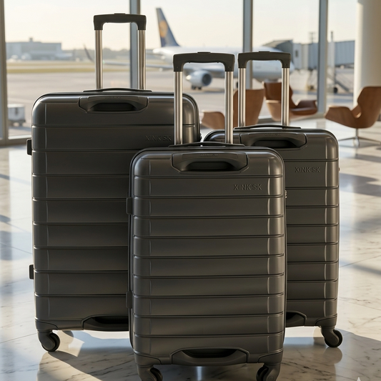 3 Piece rubber suitcase set with anti-theft zipper for secure and stylish travel storage