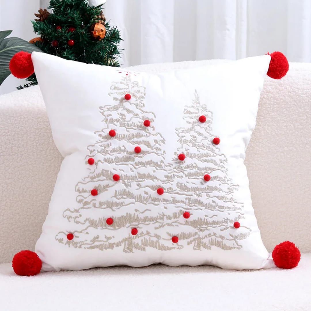 45 × 45cm Embroidered Bronzing Christmas Tree Cushion Cover