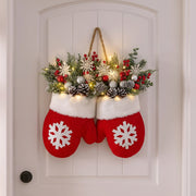 2 in 1 Christmas Garland Glove Shaped Flower Wreath with Decorative Light for Festive Home Décor 