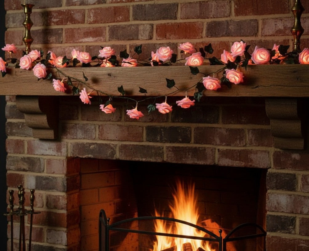 2 metre string of rose-shaped LED decorative lights.