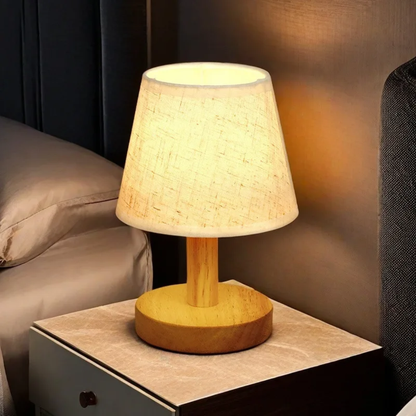 Solid Wood Fabric Table Lamp