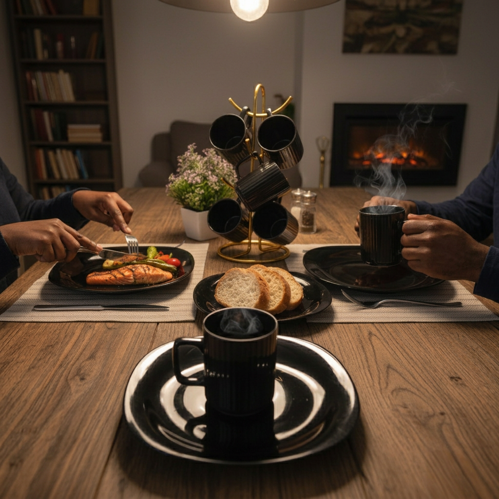 Black 12 Piece Dinner Set