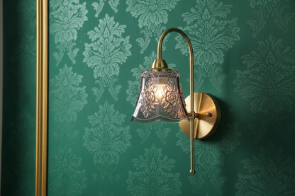 Antique Floral Embossed Glass Wall Light-PL 2510-GL-GY