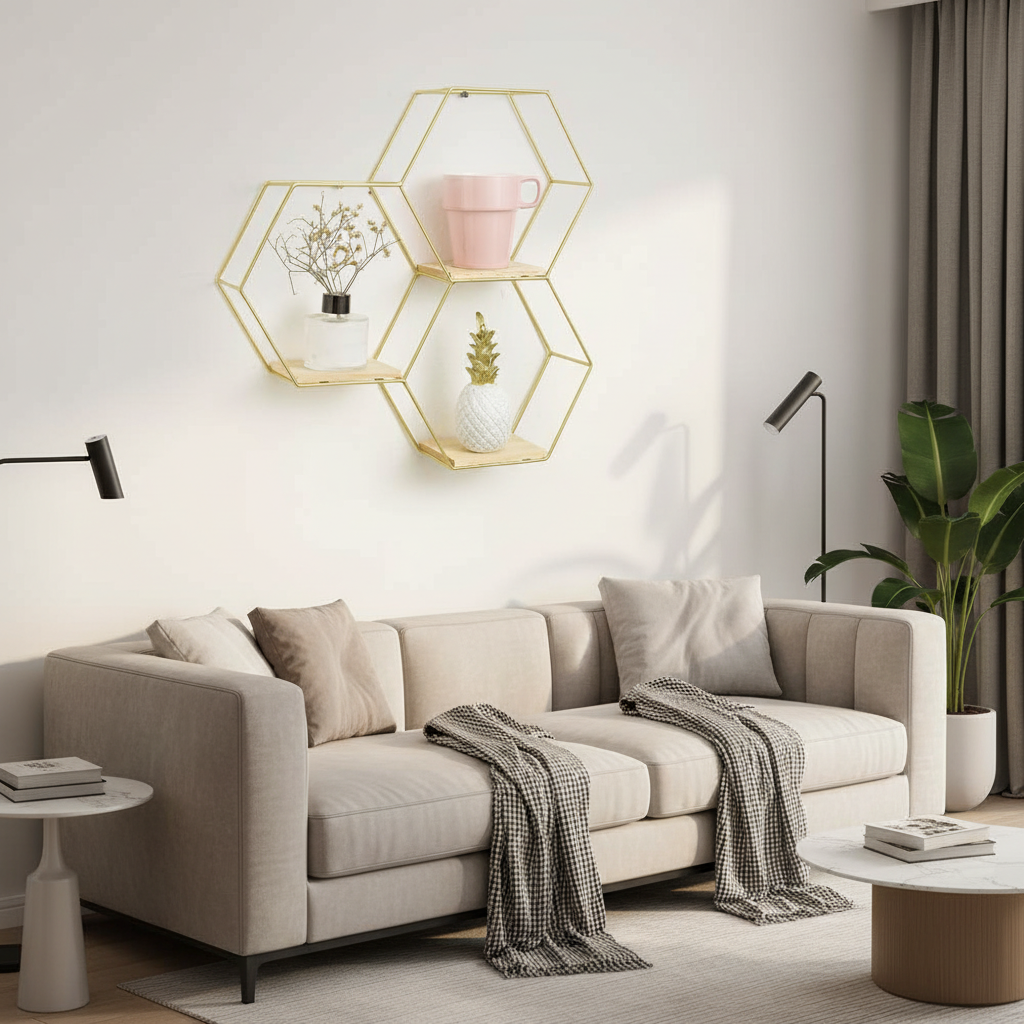 3-Piece Hexagon Wall Shelf