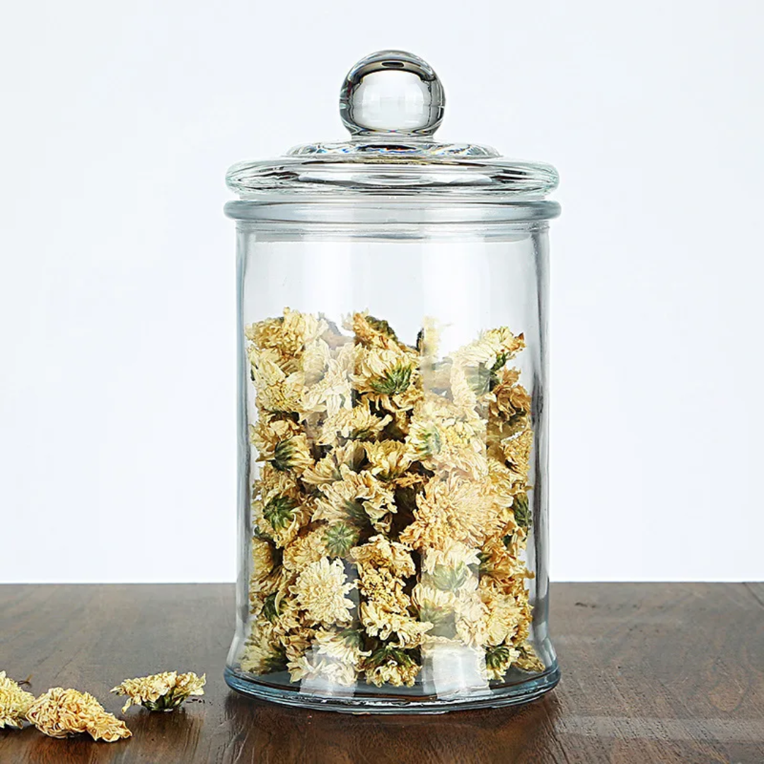 Cylindrical Glass Storage Jar