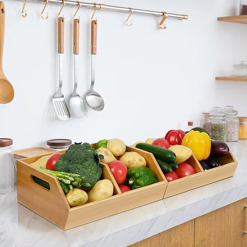 Bamboo Pantry Organizer Storage Bin