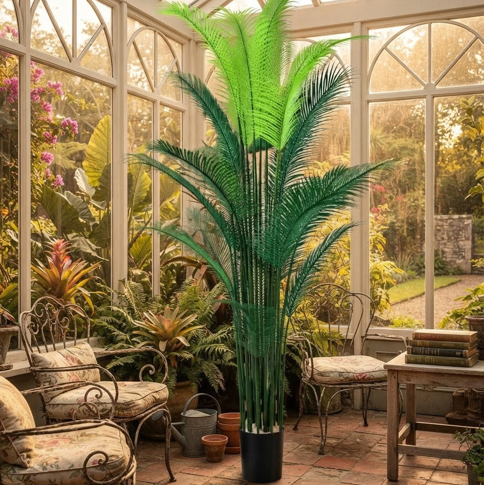 1.8 m artificial Areca Palm with lush green fronds and black decorative pot - available in Nairobi, Kenya