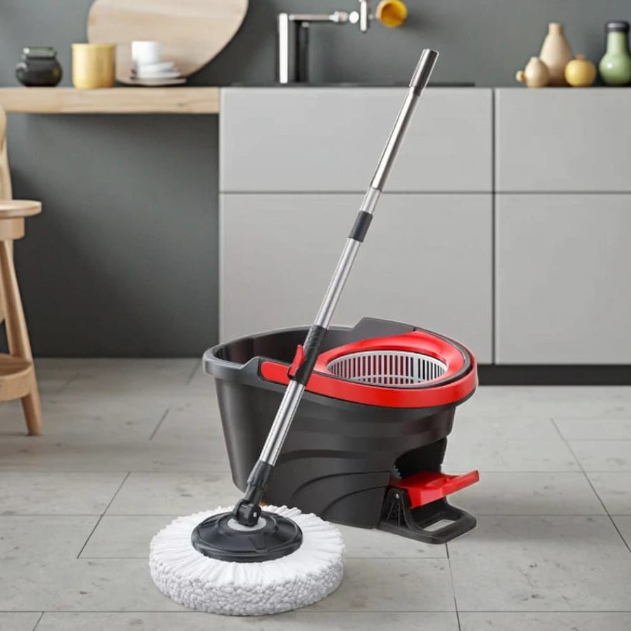 Black Spin Mop Bucket with Foot Pedal