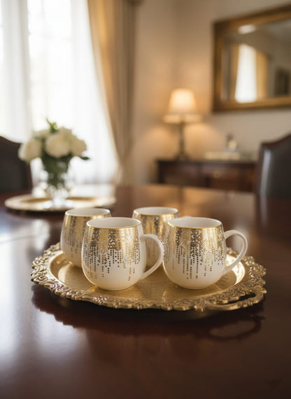 Ceramic Gold Dot pot cup with comfortable handle and elegant gold design.