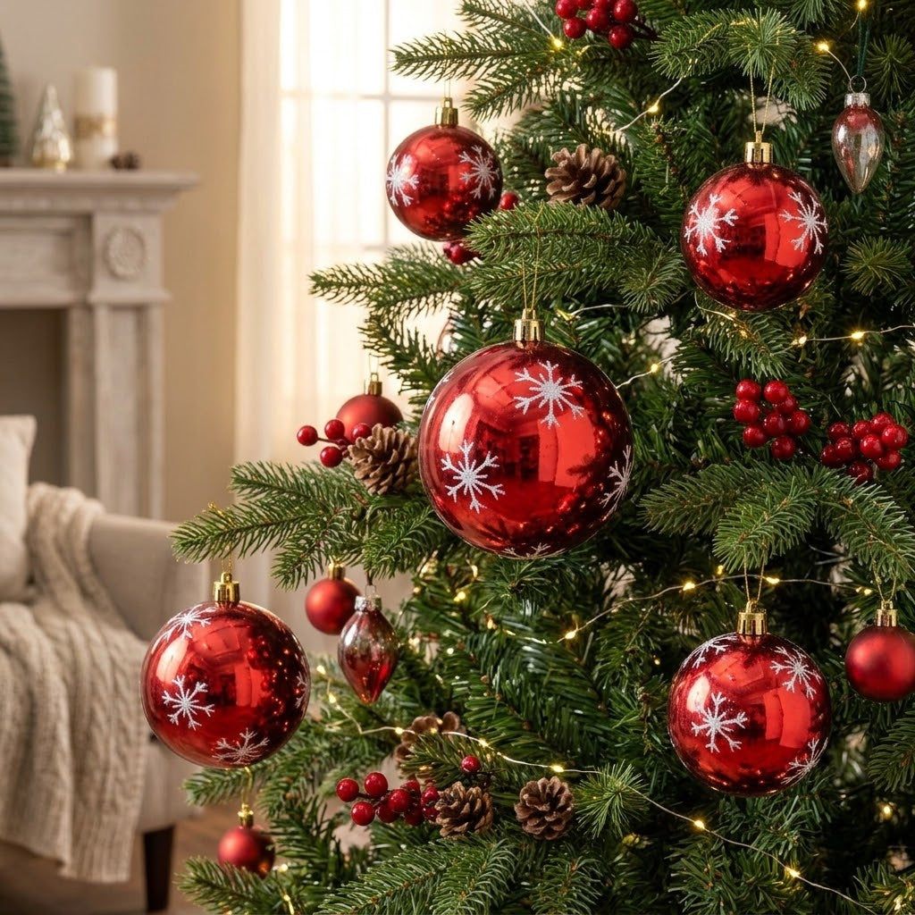 6cm Gold Patterned Christmas Decorative Balls Set
