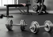 Chrome dumbbells set with storage case available in 20kg and 30kg weights
